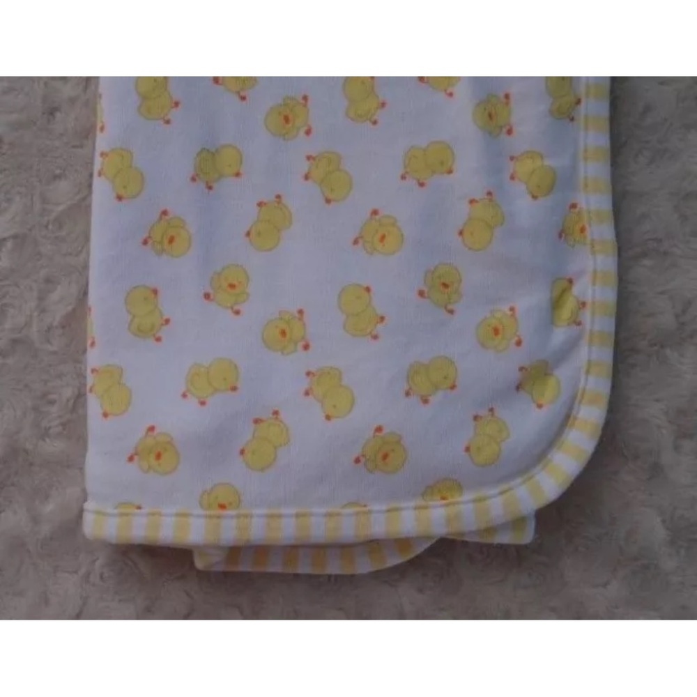 Vitamins Baby Blanket Duck Yellow White Striped Edge Duckling Ducky Chick Lovey